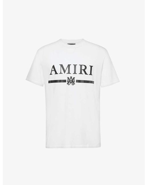 Amiri White Bar Branded-print Cotton-jersey T-shirt for men