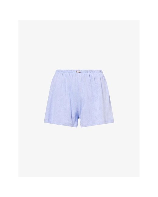 THE NAP CO Blue Pointelle Cotton-Jersey Shorts