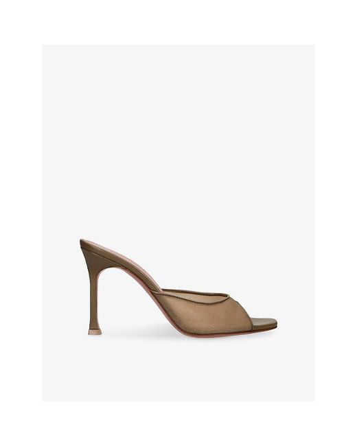 AMINA MUADDI White Alexa 95 Mesh Heeled Mules
