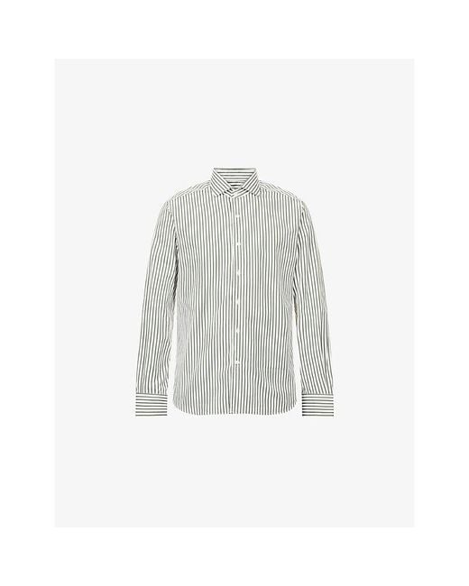 Corneliani Gray Striped Regular-Fit Cotton-Poplin Shirt for men