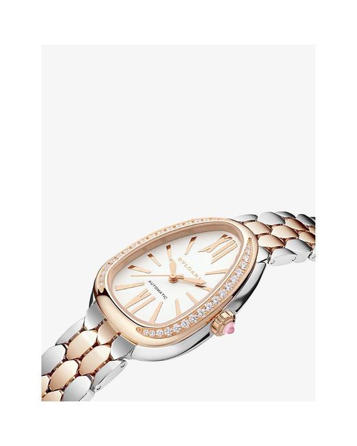 BVLGARI Metallic Serpenti Seduttori 18Ct, Diamond And Stainless-Steel Automatic Watch 34Mm