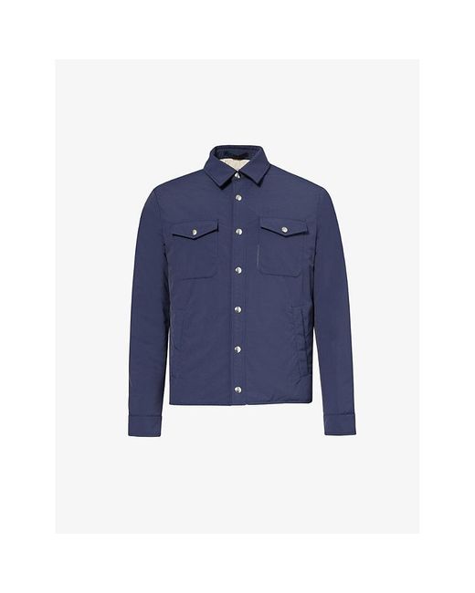 Eleventy Blue Spread-collar Flap-pocket Shell Jacket for men