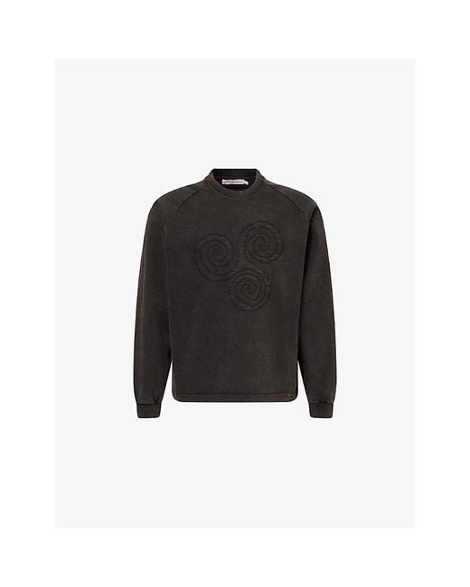 Pellador Black Triskle Embroidered Long-Sleeve Cotton T-Shirt for men