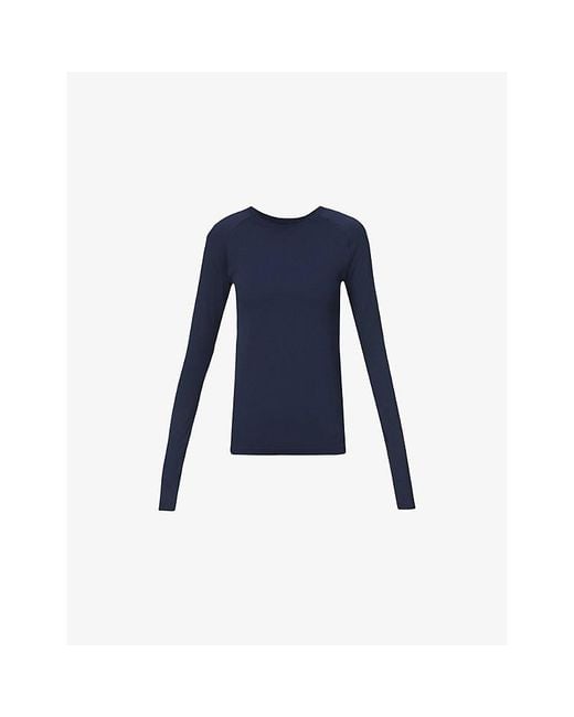 Sweaty Betty Blue Athlete Seamless Long-Sleeve Workout Top