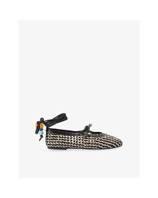 KG by Kurt Geiger White Norah Bead Leather Ballet Flats