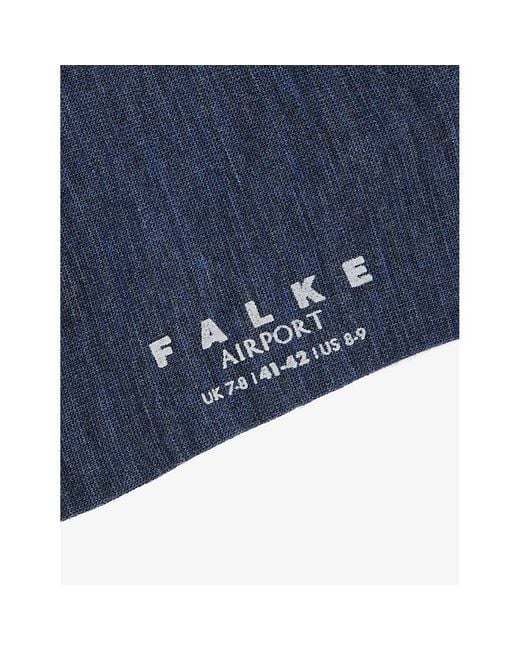 Falke Blue Airport Crew-Length Stretch-Cotton for men