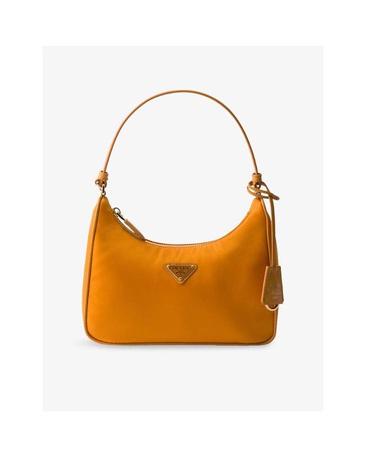 Prada Orange Re-Edition 2005 Mini-Nylon And Leather Shoulder Bag