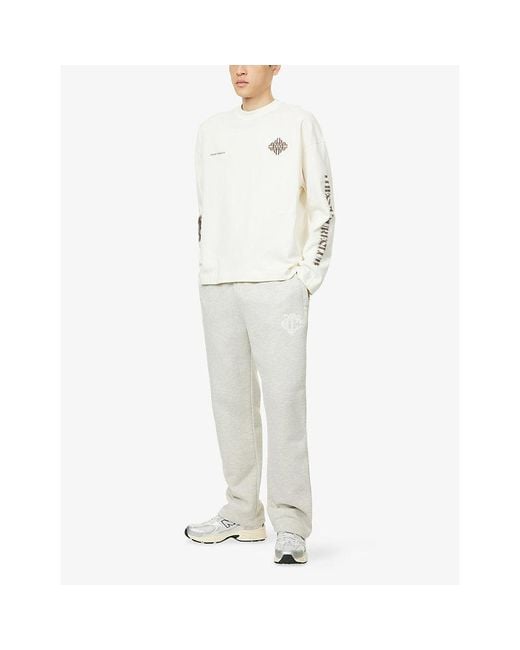 The Couture Club White Monogram-Emblem Straight-Leg Cotton-Jersey Jogging Bottoms for men