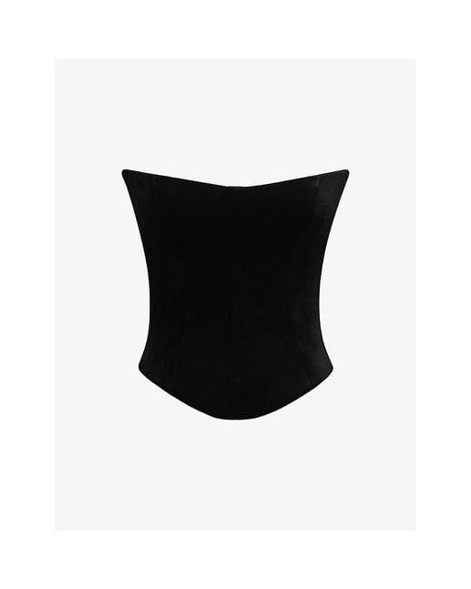 House Of Cb Black Omari Stretch-Velvet Corset Top