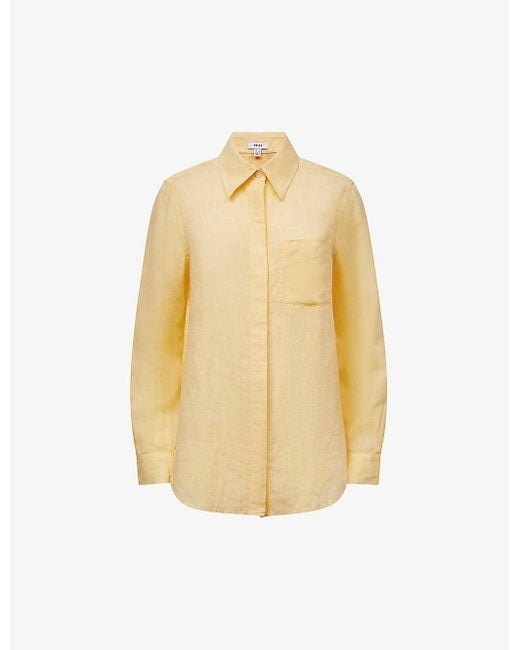 Reiss Yellow Campbell Linen Shirt