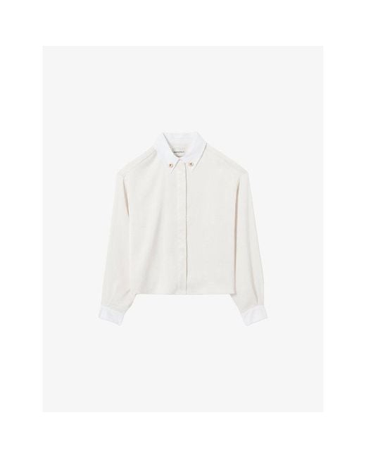 Claudie Pierlot White Long-Sleeved Buttoned-Collar Woven Shirt