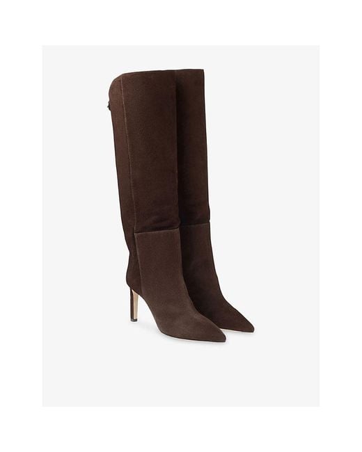 Jimmy Choo Brown Alizze 85 Suede Knee-High Boots