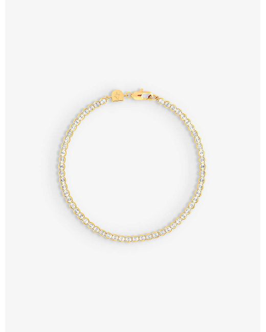 Astrid & Miyu White Gleam Bold 18ct Yellow -plated Brass And Cubic-zirconia Tennis Bracelet