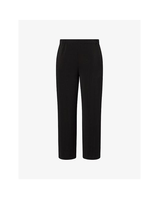 Issey Miyake Black Drape Straight-Leg Jersey Trousers