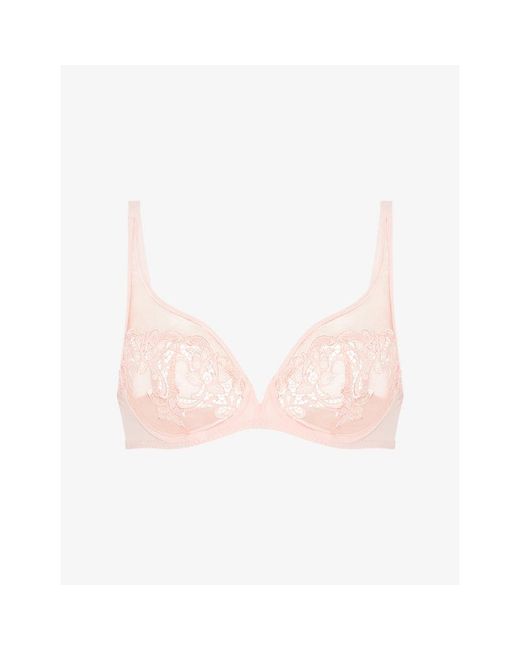 Simone Perele Pink Saga Plunge Full-Cup Underwired Lace Bra
