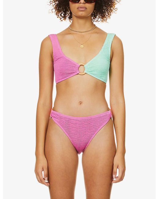 Cleonie Swim Synthetic Oceania Kini Colour-block Recycled Nylon-blend Bikini  Top - Lyst