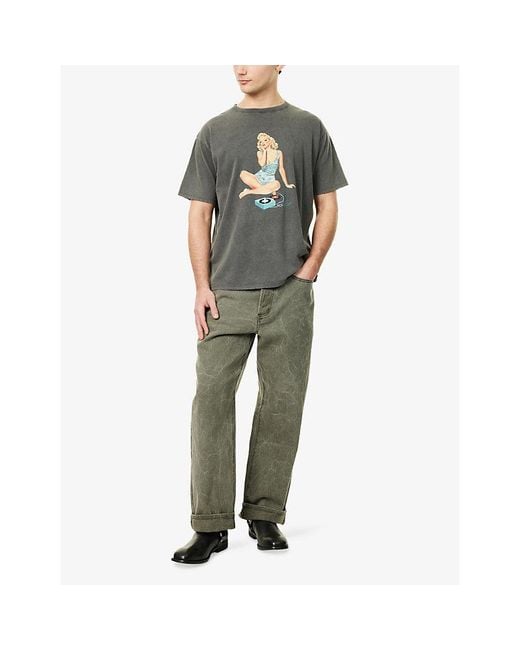 Duke & Dexter Gray Pin Up Washed Cotton-Jersey T-Shirt for men