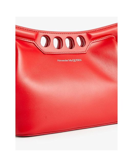 Alexander McQueen Red The Peak Mini Leather Shoulder Bag