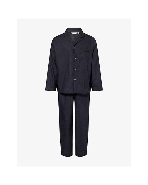 Derek Rose Blue Paris Floral Cotton Pyjama Set for men