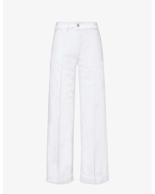 PAIGE White Sasha Straight-leg High-rise Stretch-denim Jeans