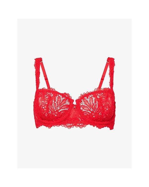 Savage x Fenty Red Romantic Corded Lace Unlined Balconette Bra