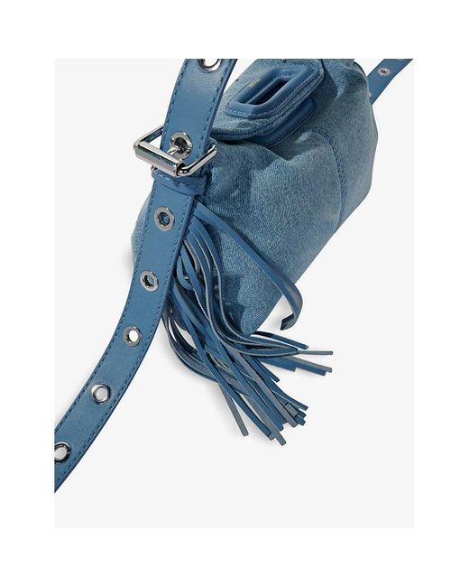 Maje Blue Miss M Mini Stud-embellished Denim Cross-body Bag