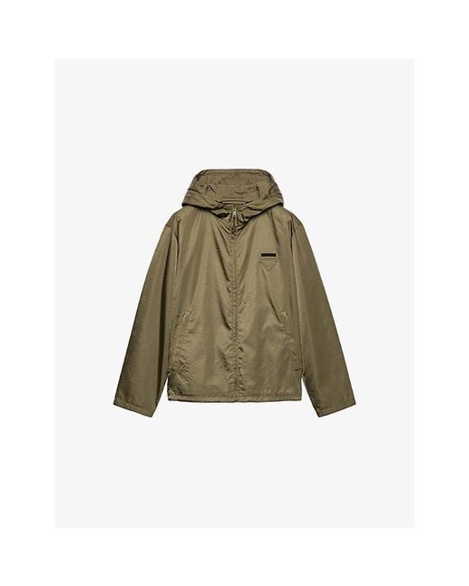 Prada Green Re-Nylon Branded Shell Jacket for men