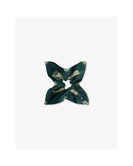 Sandro Green Paisley Branded Woven Scrunchie