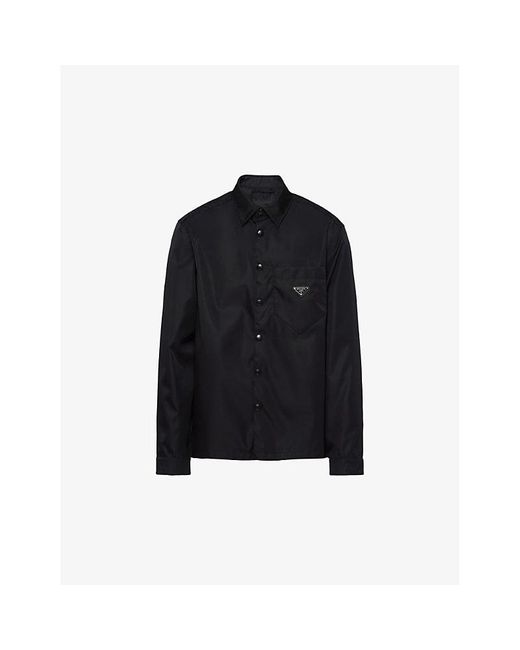 Prada Black Re-nylon Brand-plaque Recycled-polyamide Shirt Xx for men