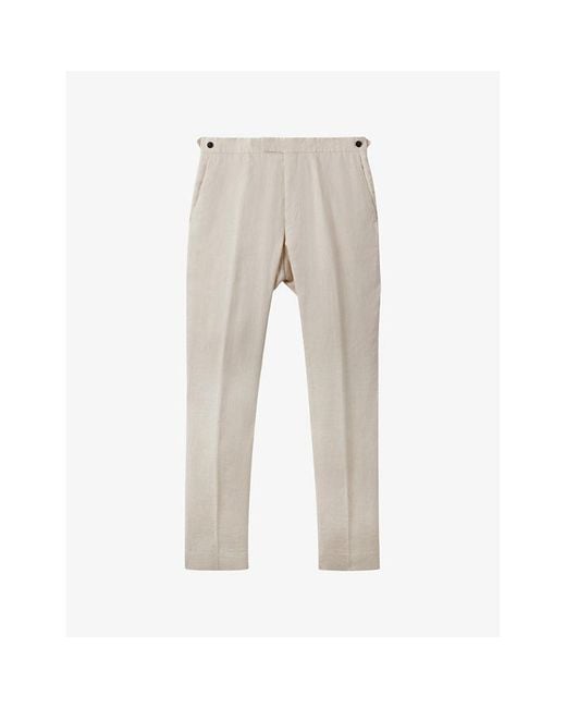 Reiss Natural Kin Pressed-Crease Slim-Fit Linen Trousers for men