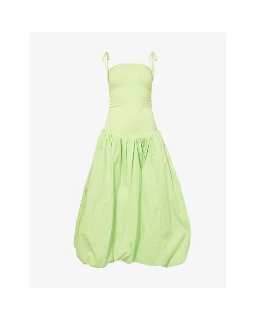 Amy Lynn Green Puffball Stretch-cotton Midi Dress