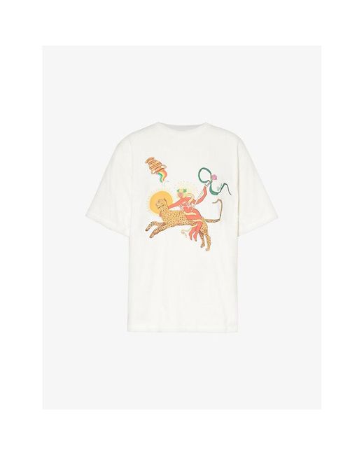 ALÉMAIS White Meagan Cheetah-print Organic Cotton-jersey T-shirt