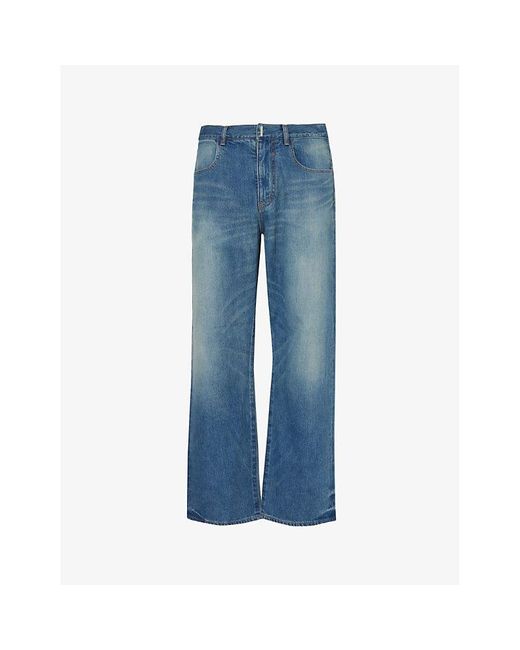 Givenchy Blue Faded-wash Belt-loop Mid-rise Straight-leg Jeans for men