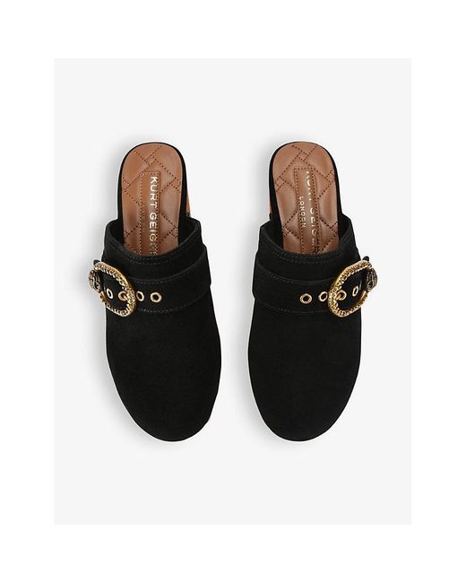 Kurt Geiger Black Mayfair Crystal-Embellished Suede Heeled Clogs