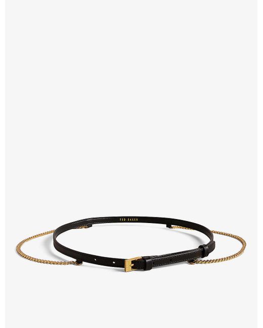 Ted Baker White Chaique Chain-detail Leather Belt