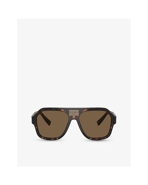 Dolce & Gabbana Brown Dg4433 Pilot-frame Acetate Sunglasses