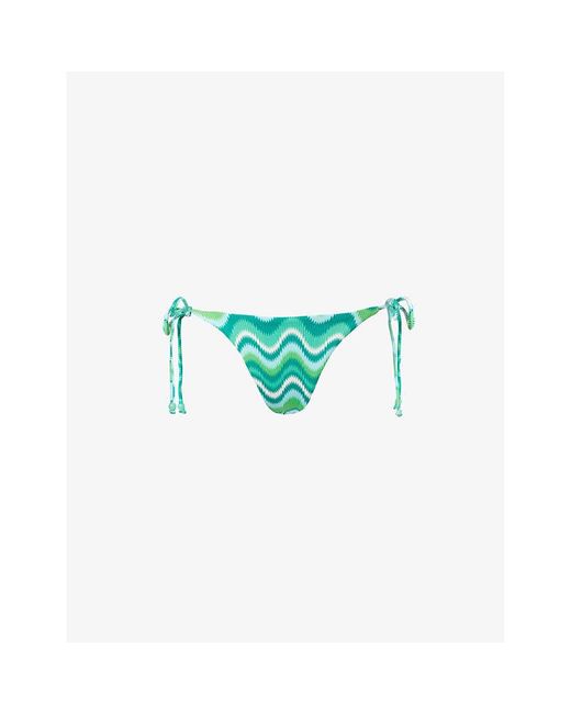 Seafolly Blue Wave Graphic-print Bikini Bottoms