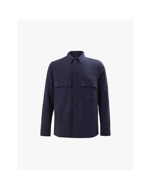 IKKS Blue Patch-pocket Regular-fit Stretch-woven Shirt Xx for men