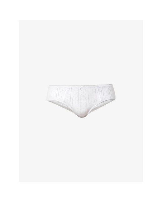 Cou Cou Intimates White The Cosy Pointelle-pattern Organic-cotton Brief