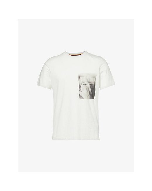 Paul Smith White Pocket-print Regular-fit Organic Cotton-jersey T-shirt for men