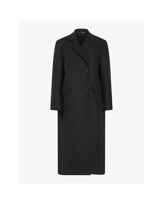 AllSaints Black James Maxi Wool-blend Coat