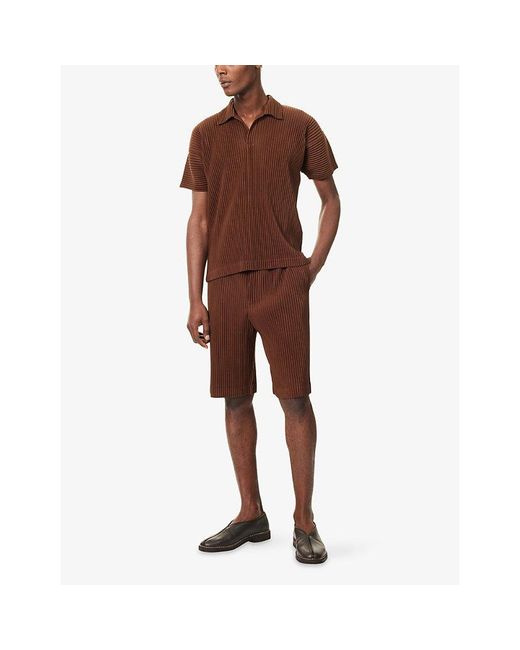 Homme Plissé Issey Miyake Brown Basics Pleated Knitted Shirt for men