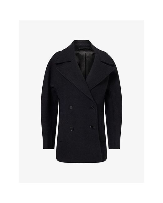 Totême Blue Rounded Double-Breasted Wool-Blend Peacoat