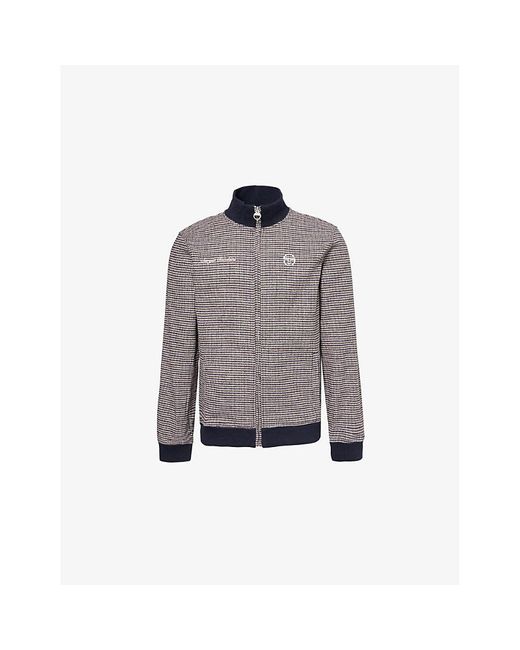 Sergio Tacchini Gray Blanchy Houndstooth-Pattern Cotton Track Jacket for men