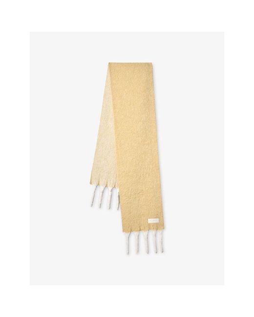 Mulberry Natural Contrast Tassel Alpaca Scarf