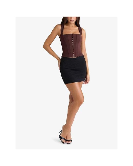 House Of Cb Purple The Balconette Stretch-Jersey Corset Top Xs (A-C Cup)