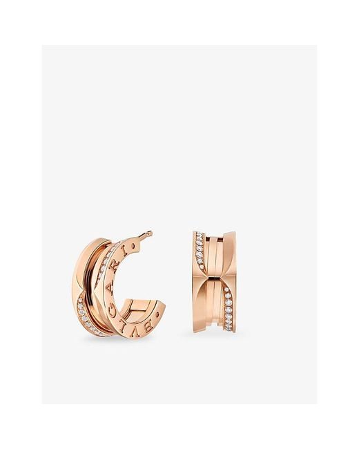 BVLGARI Pink B.Zero1 18Ct Rose- And Brilliant-Cut 0.22Ct Diamond Hoop Earrings