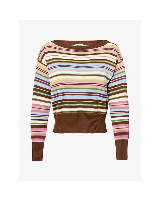 Weekend by Maxmara Multicolor Striped Boat-Neck Cotton-Knit Jumper