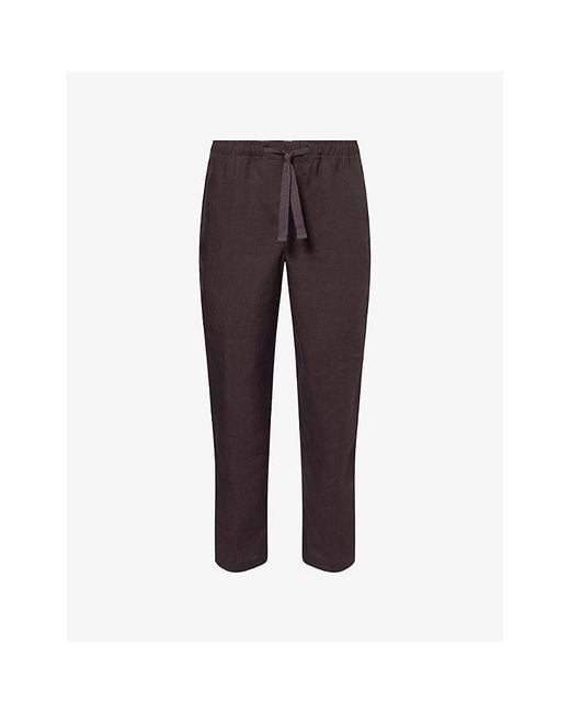 Orlebar Brown Purple Alex Tapered-Leg Linen Trousers for men