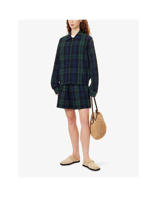 J.W. Anderson Blue Drawstring Check Seersucker Cotton Shorts